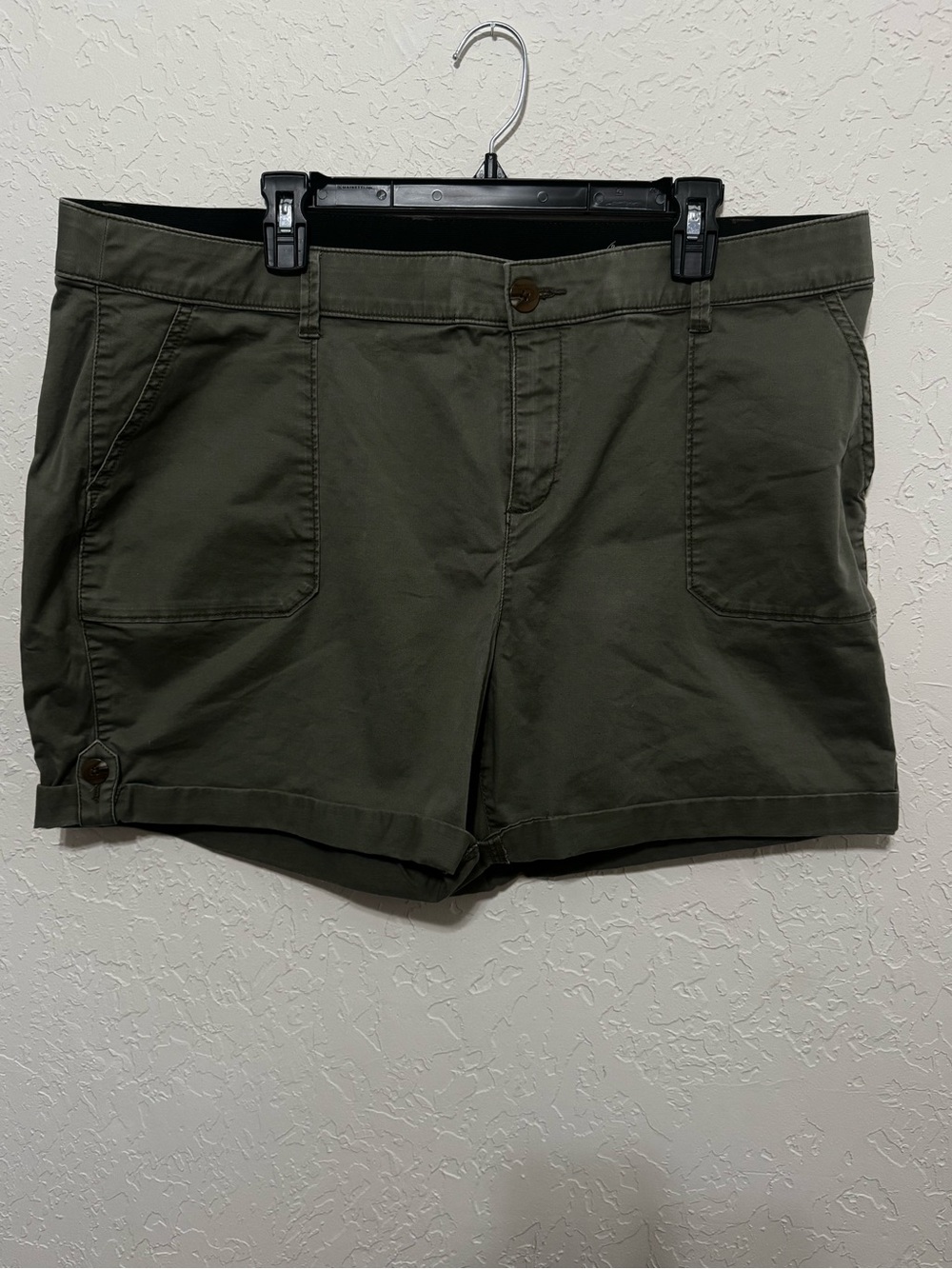 Lane Bryant Olive Green Cotton Utility Shorts